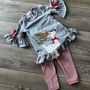 Christmas Reindeer baby girl outfit.